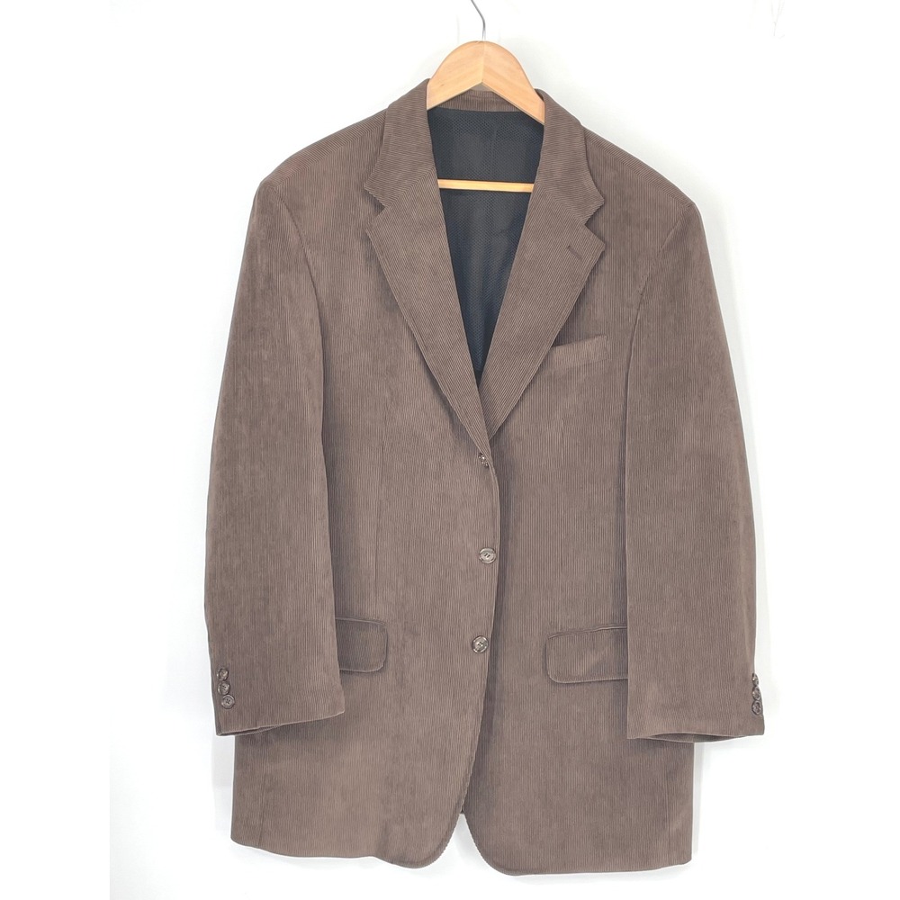 La Crosse Mens Blazer 42R Sport Coat Brown Corduroy 3-Button Jacket Unstructured